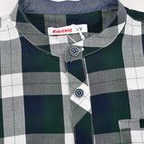 Checkered shirt with Chinese collar - green