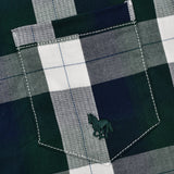 Checkered shirt with Chinese collar - green