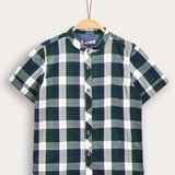 Checkered shirt with a collar - green