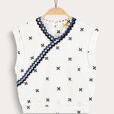 Embroidered Wrap Top - Black