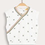 Embroidered Wrap Top - Green