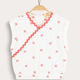 Embroidered Wrap Top - Pink