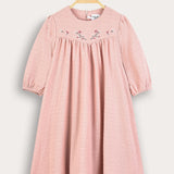 Pleated dress with embroidery - pink