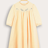 Pleated dress with embroidery - yellow