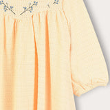 Pleated dress with embroidery - yellow