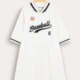 Baseball Polo Dress - Beige