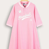 Baseball Polo Dress - Pink