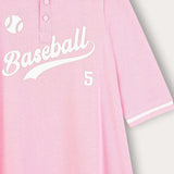 Baseball Polo Dress - Pink