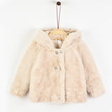 Furry jacket with buttons - cream