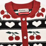 Button cardigan with cherries - black