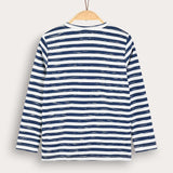 Striped shirt with ship embroidery - Navy