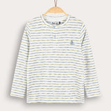 Striped shirt with ship embroidery - yellow