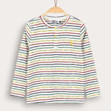 Striped shirt with ship embroidery - blue