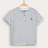 Striped shirt with ship embroidery - blue