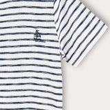 Striped shirt with ship embroidery - blue