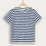 Striped shirt with ship embroidery - Navy