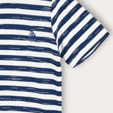 Striped shirt with ship embroidery - Navy