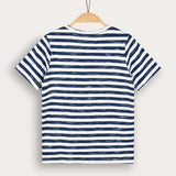 Striped shirt with ship embroidery - Navy