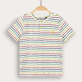 Striped shirt with ship embroidery - blue