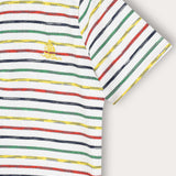 Striped shirt with ship embroidery - blue