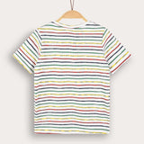 Striped shirt with ship embroidery - blue