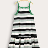 Striped saree - black / green