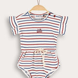 Striped overalls - Navy red