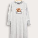 Striped cotton with print - gray