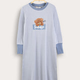 Striped cotton with print - blue