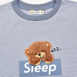 Striped cotton with print - blue