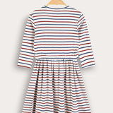 Striped dress - Navy red