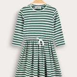 Striped dress - green+navy