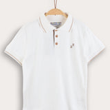 Polo shirt with collar - cream