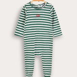Babygrow with stripes - green+navy