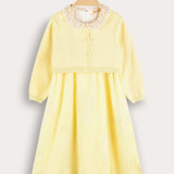 Striped dress with cardigan - yellow