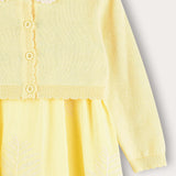 Striped dress with cardigan - yellow