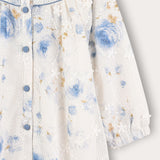 Floral Dress with Binding Neck - Blue