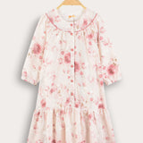 Floral Dress with Binding Neck - Pink