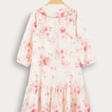 Floral Dress with Binding Neck - Pink