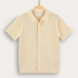 Knitted shirt with collar - beige