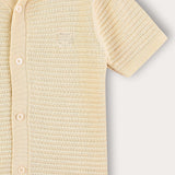 Knitted shirt with collar - beige