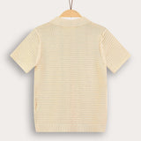 Knitted shirt with collar - beige