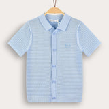 Knitted shirt with collar - blue