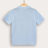 Knitted shirt with collar - blue
