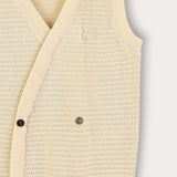 Knitted vest with crochet - beige