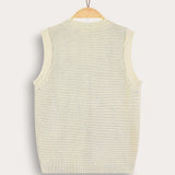 Knitted vest with crochet - green