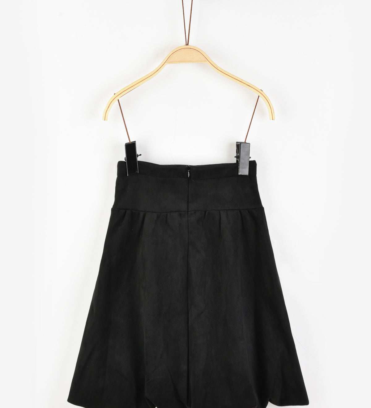 Suede Look Balloon Skirt - Black