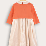 Flower saree + cardigan - orange