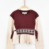 Shirt and knit vest combination - Burgundy