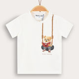 Baby T-shirt with teddy bear - beige